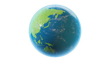 Earth planet isolated on white background. Clipping path included. 3D rendering.