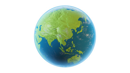 Earth planet isolated on white background. Clipping path included. 3D rendering.