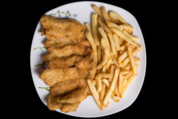 Potatoes and chicken fries.