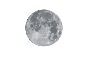 Full moon isolated on white background.