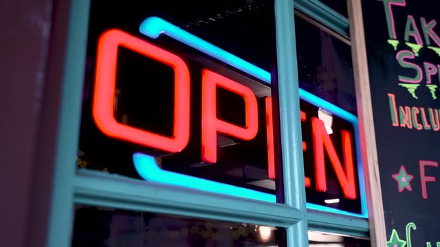 Neon Shining "Open" Sign