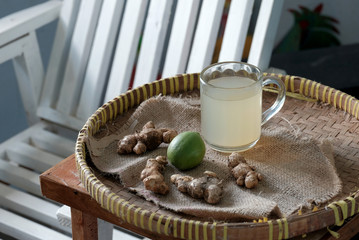 healthy hot drink made from ginger and lime, also known as wedang jahe