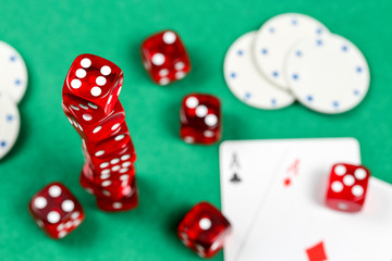 dice and playing cards