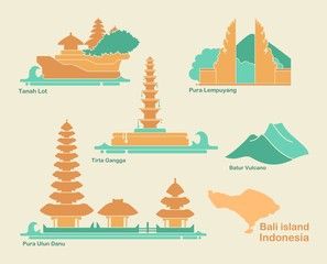 Fototapeta Indonesia, Bali flat landmarks vector illustration. Vector illustration obraz