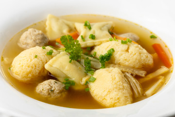 bavarian wedding soup in a plate