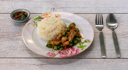 Thai Rice Dish with Pork and Vegetables 