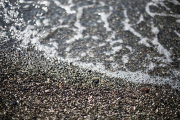 Beautiful pebble beach, small wave. Adler. Sochi.