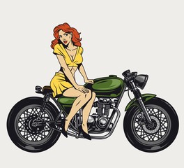 Fototapeta na wymiar Vintage motorcycle colorful template