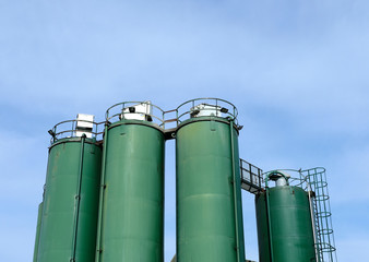 Tall industrial storage silos