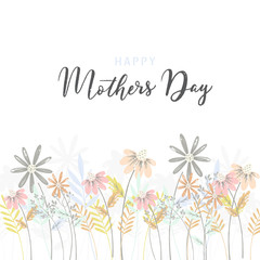 Happy Mothers day greeting card on white background