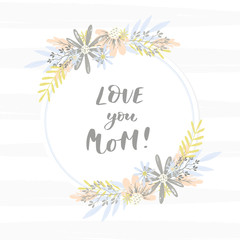 Happy Mothers day greeting card on white background