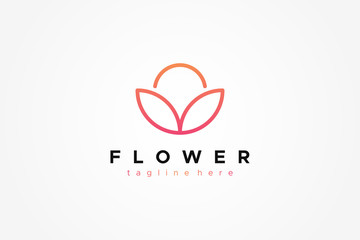 Abstract Linear Flower Logo. Usable for Nature, Salon, Spa, Cosmetic and Beauty Logos. Flat Vector Logo Design Template Element.