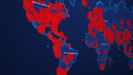 World map of the spread of virus infection. COVID-19. Influenza. MERS. SARS