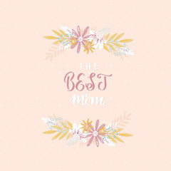 Happy Mothers day greeting card on pink background