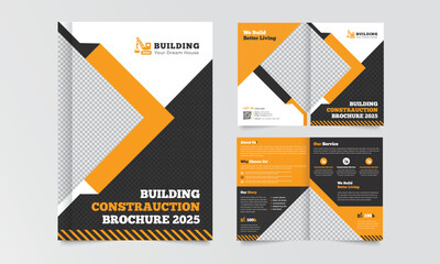Construction Flyer Template And Construction Brochure  Cover Or Brochure Design 