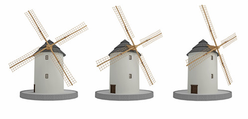 old windmill isolated on white © petrovk