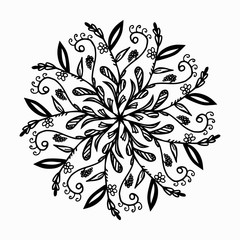 Vector illustration. Abstract mandala graphic design, decorative elements isolated on white color background for ancient geometric concepts.