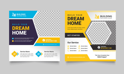 Construction Flyer Template And Construction Brochure  Cover Or Brochure Design  - obrazy, fototapety, plakaty
