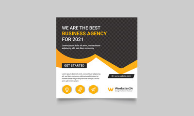 Business Bi-fold Brochure Design And Cover or Social Media post Template