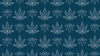 Seamless pattern with cannabis leaves. Cannabis, sativa, indica,marijuana. Vector Illustration background