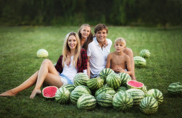 family and watermelons