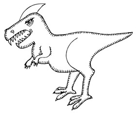 Hand drawing. Dinosaur Rex. Set. Black Outline. Vector. Drawn in pencil, ink, felt-tip pen, marker on paper. A careless quick sketch. Comic cartoon style. Isolated on a white background. Doodle.