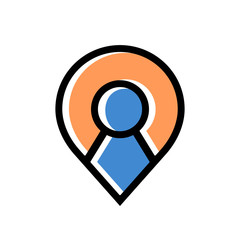 Fototapeta premium User location symbol, map pin with people logo, gps pointer icon