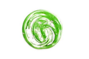 Aloe Vera cosmetic gel. Gel texture with bubbles on isolated white background. Concept of natural cosmetics. Close-up, macro