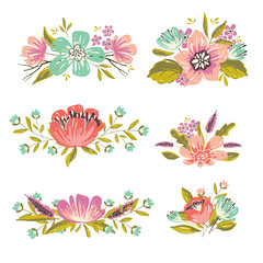 Flower simple handdrawn botany collection isolated on white