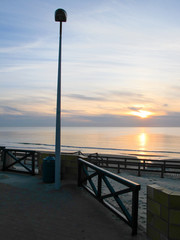 Fototapeta na wymiar sunset in Lacanau Ocean beach city in giron de France