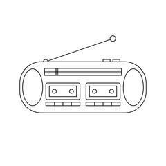 Vector stilized picture or icon of old or retro radio set or receiver on the white background 