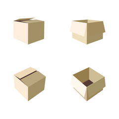 Empty open and closed cardboard box. Isolated on a white background.Isometry in perspective. Vector illustration.