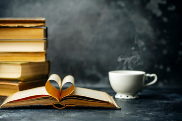 Naklejka premium Book study educated. Library and dictionary background. Studying students at universities and colleges, schoolchildren at school and home distance learning concept
