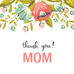 Mothers day greeting card on white background