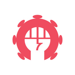 Fight covid-19 corona virus, vector logo icon, raised fist symbol