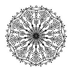 Vector illustration. Abstract mandala graphic design, decorative elements isolated on white color background for ancient geometric concepts.