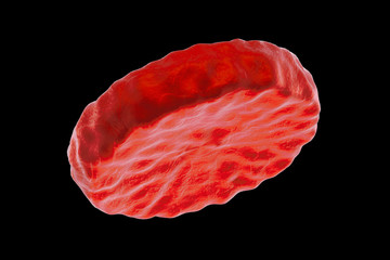 Red blood cells, red blood cells isolated on a black background. Medical concept. 3D illustration, 3D rendering.