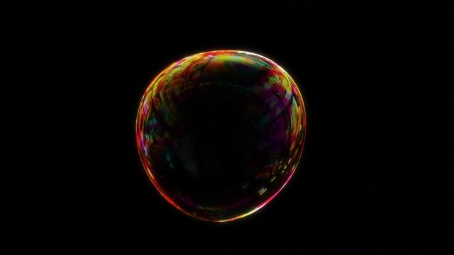 soap bubble over dark black screen seamless loop with alpha matte