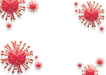 Group of virus cells, coronavirus 2019 outbreak (covid19), 
Wuhan - China virus disease infection in white background, self quarantine, 
coronavirus outbreak concept,3D illustration. copy space banner
