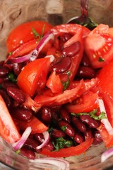 Vegetable salad with tomatoes beans and parsley