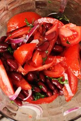 Vegetable salad with tomatoes beans and parsley