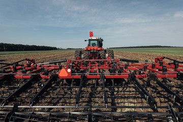 mechanical device for cultivating agricultural land arable land plow in the field in summer