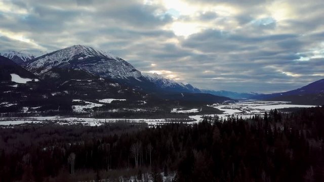 Dramatic Sunrise Over  The Bugaboo Mountain Range Near The Town Of British Columbia, Canada. -wide shot