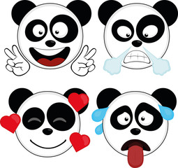 vector illustration of expressions of a panda bear cartoon