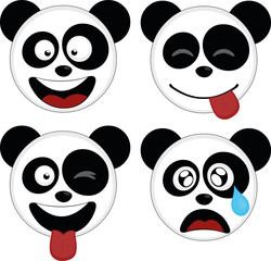 vector illustration of expressions of a panda bear cartoon