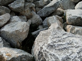 Abstract stones in construction Used in slope protection against soil collapse