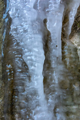 Naklejka na ściany i meble frozen ice abstract background, Starved Rock state park, USA.
