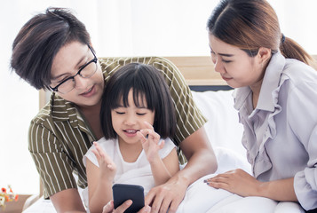 A family spending time together at home