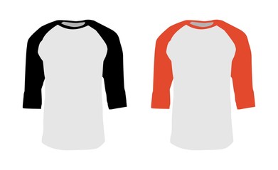 T-shirt Template Raglan 3/4 Sleeve Vector