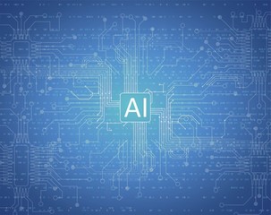 Futuristic blue circuit pattern abstract background illustration,concept of cyber space and ai.